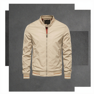 Veste universitaire en toile patchwork pour homme, 100% polyester, col montant, fermeture éclair, imperméable, respirante, séchage rapide, vêtement d'extérieur décontracté - Product Image 3