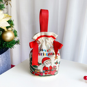 Sac cadeau de Noël en toile en gros Sac à cordon pour décorations de Noël Emballage cadeau de Noël - Product Image 6