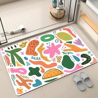 Tapis de salle de bain antidérapant, résistant aux taches, écologique, adapté aux animaux domestiques, rembourré, fabriqué à la machine, en PVC