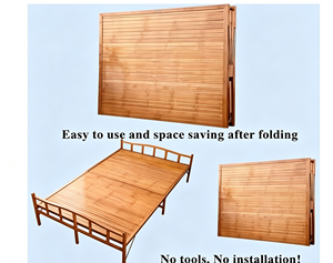 Natural Wood Folding Bed Portable Hard Surface Summer Nap Guest Room Rollaway <strong>Cot</strong> No Assembly Required Durable Wooden Frame - Product Image 6