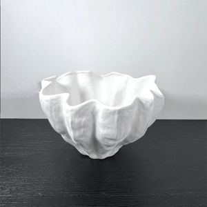 Modern White Round Porcelain Flower <b>Vase</b> Matt Glaze Ceramic Tabletop Arrangement for Home or Wedding Decor - Product Image 1
