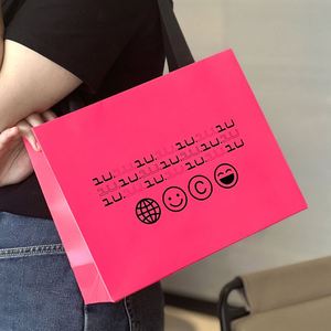 Bolsas de Papel Rosa y Blanco de Lujo Reciclables con Logotipo Personalizado, con Asas de Listón, para Ropa, Compras y Embalaje de Regalos - Product Image 4