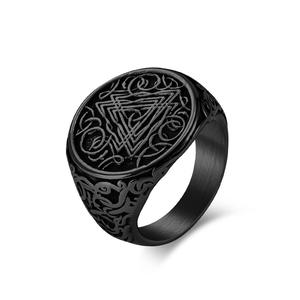 Retro Viking Odin Triangle Knot <b>Titanium</b> Steel <b>Ring</b> For <b>Men</b> Geometric Design Everyday Wear Large Size - Product Image 5