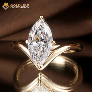 Bague en diamant de culture certifié IGI Goldleaf 14/18K, 1 à 5 carats, DEF VVS-VS, taille marquise, pour cadeau de mariage ou anniversaire - Product Image 1