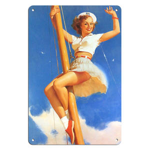 لوحات معدنية مخصصة للفتيات، ملصقات جدارية، لوحات حديدية عتيقة للنساء، ديكور للرجال في غرفهم، المنازل، المقاهي، المرائب، النوادي والحانات - Product Image 1