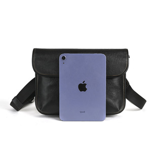 Men's Crossbody <b>Bag</b> Cowhide <b>Black</b> <b>Small</b> Everyday Fashionable Chest <b>Bag</b> - Product Image 3