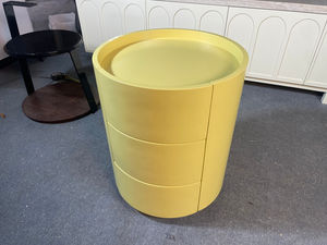 Meuble Disen Offre Spéciale Table de nuit jaune moderne Table de chevet ronde à trois tiroirs avec cadre en bois massif - Product Image 4