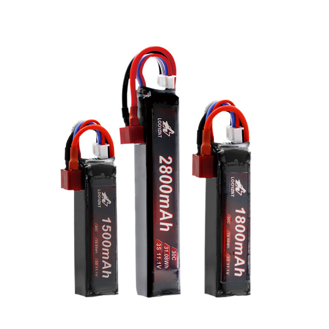 Smart 11.1V 3S LiPo Drone Battery with T-Plug Ports 1500mAh 1800mAh 2800mAh Gel Blaster Gun Lipo Battery Pack