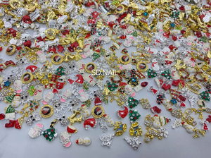 Decoración de <span class=keywords><strong>uñas</strong></span> 3D Diseños mixtos de <span class=keywords><strong>Navidad</strong></span> 100 Unids/bolsa Diseños de diamantes de imitación de aleación 3D - Product Image 6
