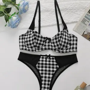 Custom Good Quality Manufacturer Beautiful Style Ladies 2 Pieces Print Underwear Sexy Push Up Bra And Panties Sets