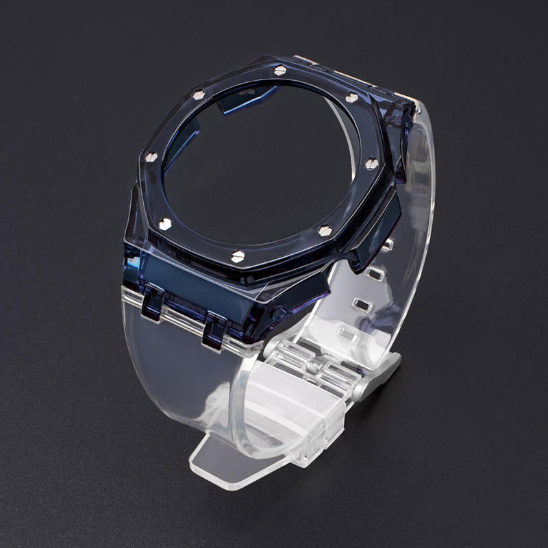 Transparent strap+Navy Blue case