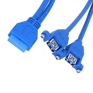 LUNGKAY Dual USB 3.0 Type a Female to IDC 20 Pin Header Motherboard <b>Adapter</b> Cable with Screw Hole Panel Mount - 5Gbps SuperSpeed - Product Image 3