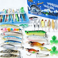 Ensemble de 25 leurres de pêche, leurres durs et souples, kits d'appâts de pêche, équipements de pêche, ensemble complet
