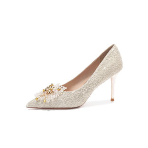 6681D-021 Rhinestone Embellished Pointed <b>Toe</b> Stiletto Heels High Heel Elegant Fashion Trend Wedding Shoes for Women Microfiber - Product Image 5