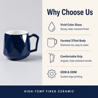 Mug à café personnalisé 375 ml, impression de logo sur mesure, glaçure à facettes diamantées, vente en gros pour hôtel, café, bureau, cadeau promotionnel