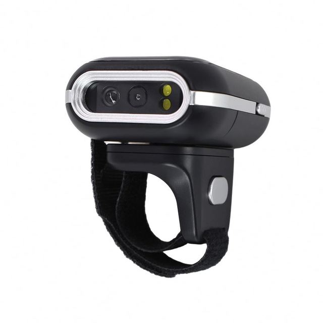 Blue Tooth Portable 1D 2D Mini Pocket Size Scanner Ring Wearable Wireless Barcode Reader for Book, Warehouse Inventory, Express