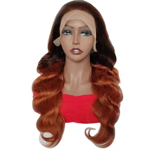 Perruque Human Hair Wig Supplier Full Hair Brown Spliced Red Body Wave Lace Front Natural Jewish Free Lace Wig Sample