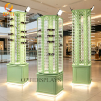 Présentoir rotatif moderne pour lunettes avec éclairage LED, support de sol verrouillable pour magasin d'optique, pour lunettes de soleil et de vue