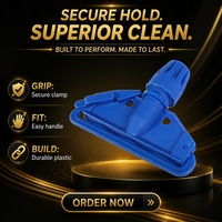 Support de tête de balai serpillère en plastique bleu, clip détachable pour serpillère, pince de serrage filetée pour le nettoyage des sols