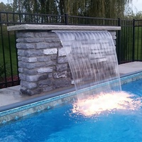 Fontaine d'eau en cascade en acier inoxydable Fenlin, avec éclairage en option, durable, pour piscine extérieure, taille et logo personnalisables, hôtel