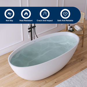 Baignoire en résine Maydon pour villa, baignoire à débordement en surface solide, fournisseur de baignoires blanches mates de 1650 mm et grossiste pour hôtels - Product Image 3