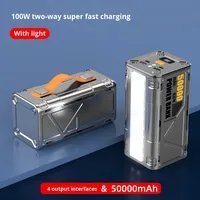 Banque d'alimentation 100W 50000mAh en gros, charge rapide pour mobile et ordinateur portable, prise en charge PD, affichage LED, charge d'urgence en extérieur