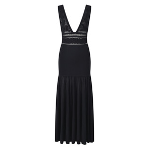 Abito Lungo Estivo da Donna 2026 Sexy con Scollo a V Profondo, Senza Maniche, Vita Stretta, Traforato, <span class=keywords><strong>Svasato</strong></span> e Lavorato a <span class=keywords><strong>Maglia</strong></span> - Product Image 1