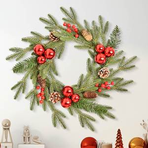 Nueva Guirnalda de Navidad y Acción de Gracias de Alta Calidad con Bayas Rojas Artificiales, Agujas de Pino y Bolas Electrochapadas para Fiestas - Product Image 2