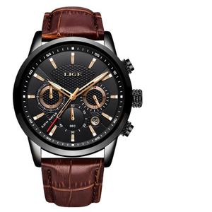 Haute qualité hommes <span class=keywords><strong>montre</strong></span> Top marque <span class=keywords><strong>LIGE</strong></span> 9866 Quartz homme montres Offre Spéciale cuir étanche Date montres - Product Image 3