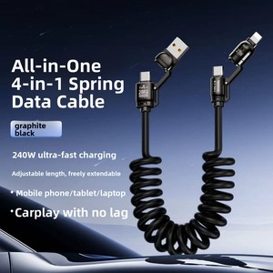 Cable de carga 5 en 1 de alta calidad al por mayor de fábrica, cable de carga USB retráctil de 1.2 m, cargador de coche con cable retráctil - Product Image 6