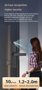 Poignée de porte intelligente sans clé avec lecteur d'empreintes digitales, serrure électronique à clavier, serrure à mot de passe, serrure intelligente avec caméra - Product Image 3