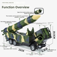 Véhicule militaire à rétrofriction en métal moulé sous pression et voiture jouet en alliage métallique, véhicule lance-missiles balistiques 21D, vente en gros