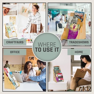 Organizador de revistas de madera, almacenamiento de escritorio de varios niveles de 22,7x24,5x33,5 cm para libros y revistas de oficina, estilo moderno y sencillo - Product Image 2