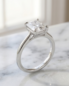 Women's White <b>Gold</b> Emerald Cut Lab Grown Diamond 2.15 CT IGI Certified Luxury <b>Ring</b> Rhodium Plated for Wedding Engagement - Product Image 5