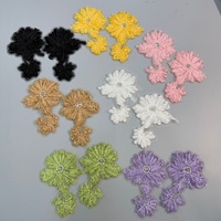 Une paire de patchs en tissu maillé, appliques 3D brodées de perles et de fleurs pour robes, costumes de spectacle, accessoires Hanfu
