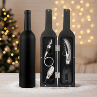 Fabricant Direct Transfrontalier – Nouveau Set Cinq Pièces pour Bouteille de Vin en Acier Inoxydable Noir – Ouvre-Bouteille, Verseur, Bouchon – Design Simple