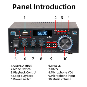 Amplificadores de potencia para el hogar de <span class=keywords><strong>2</strong></span> canales, sonido envolvente, Fm, Usb, Control remoto, Mini amplificador Digital Hifi, <span class=keywords><strong>2</strong></span> canales, <span class=keywords><strong>2</strong></span> canales - Product Image 2