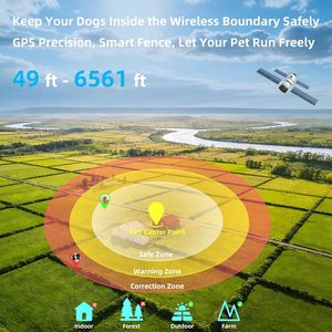 ระบบรั้วไร้สายสำหรับสุนัข Zensun GPS ระยะปรับได้ 49 ถึง 6561 ฟุต ปลอกคอฝึกสุนัข กันน้ำ ชาร์จซ้ำได้ ใช้งานกลางแจ้ง - Product Image 2