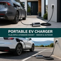 Cargador Portátil BOULT P04 Nuevo, 11KW, IP65, Cable de 5M, Conector Móvil, Adaptador NEMA 14-50, Indicador LED, 16A/32A, Tipo 1/2