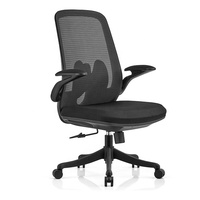 Chaise de bureau pivotante à dossier croisé avec accoudoirs rabattables, siège rembourré de 52 cm de large, pour bureau à domicile