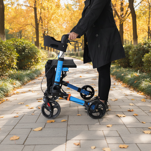הליכון מתקפל קל משקל מאלומיניום למבוגרים וקשישים עם מושב - Product Image 1