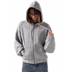 <span class=keywords><strong>Felpa</strong></span> con cappuccio Casual con cerniera in metallo poroso con cappuccio in cotone Unisex e spessa e comoda felpe da uomo - Product Image 5