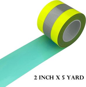 Vinile Termotrasferibile Riflettente ad Alta Visibilità 2 Pollici X 5 Iarde Giallo Fluorescente/Argento Materiale PVC Nastro Termoadesivo per Abbigliamento - Product Image 2
