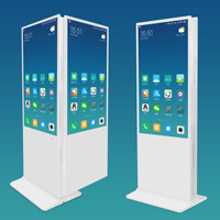 Kiosque interactif à double écran, 43, 55, 65 pouces, intérieur, sur pied, double face, écran LCD publicitaire, totem publicitaire