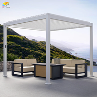 Pergola Bioclimatique Motorisée en Aluminium 3x3 avec Lamelles Latérales Extérieures Rétractables pour Terrazzo