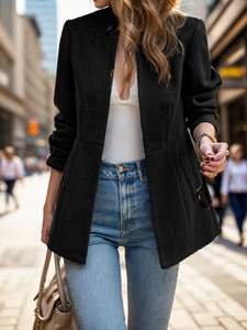 Ventes de liquidation, mode automne-hiver, coupe-vent, coupe ajustée, trench-coat mi-long en laine pour femmes - Product Image 5