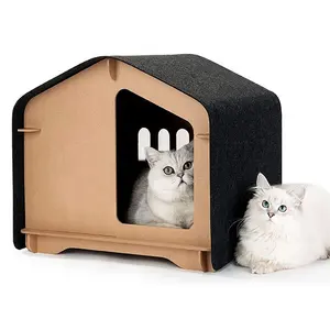 Chinese Factory Wooden Indoor Detachable Pet Cave Bed Lounge for Cat and Dog