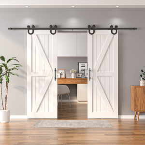 Nova tecnologia Spot Supply Aço Carbono 6FT Barn Door Hardware Kit Preto OEM Silent Rollers Barn Door Hardware para Porta Interior - Product Image 3