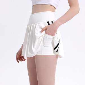 Women's Athletic Pleated Skirt With Built In Shorts Quick Dry Fitness Yoga Tennis Skirt Pink Orange Black White Khaki Solid - Product Image 2