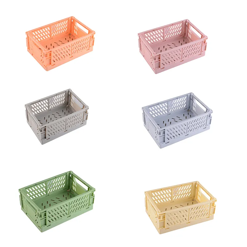 Desktop Organizer Mesh Toy Storage Basket Folding Plastic Mini Basket Organizer Storage